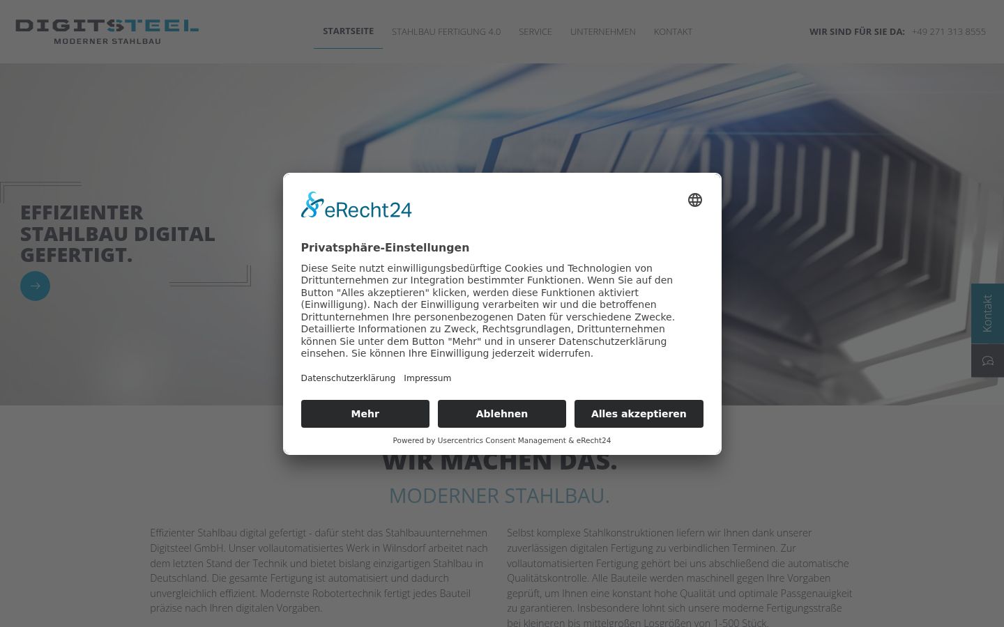 Screenshot of the consent banner shown before any interaction