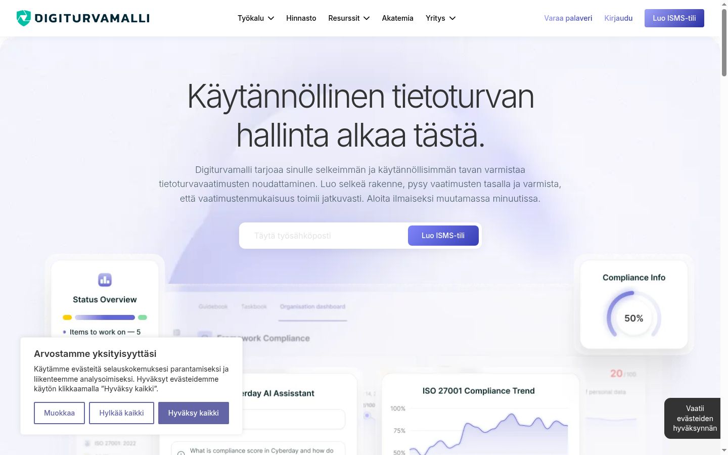 Screenshot of the consent banner shown before any interaction