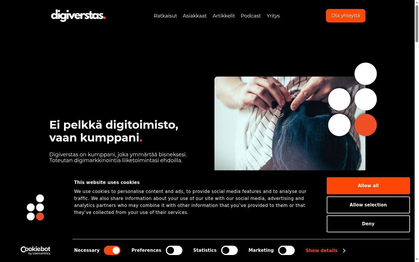 Screenshot of the consent banner shown before any interaction