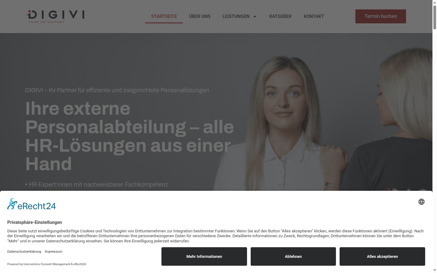 Screenshot of the consent banner shown before any interaction