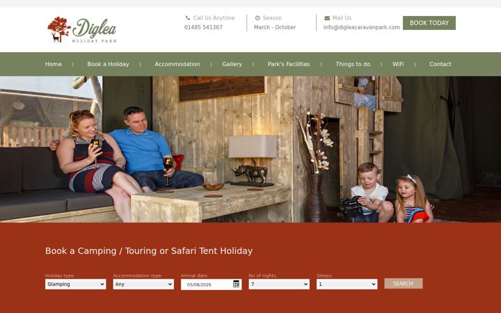 Screenshot of digleacaravanpark.com