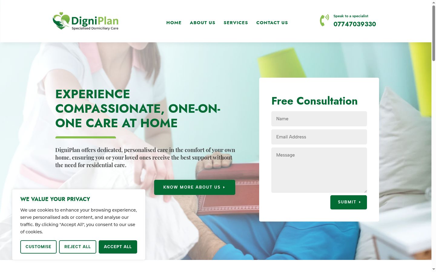 Screenshot of the consent banner shown before any interaction