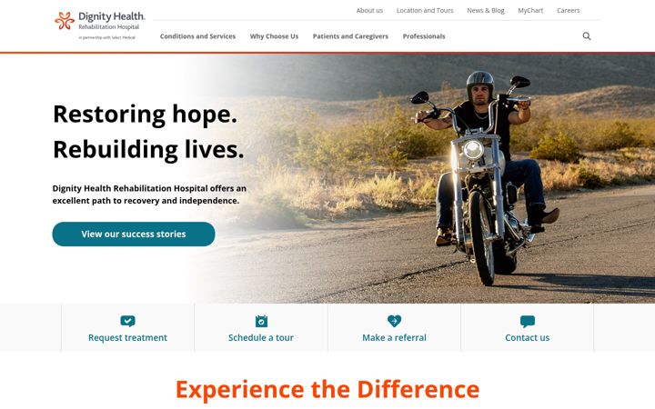 Screenshot of dignityhealthrehab.com