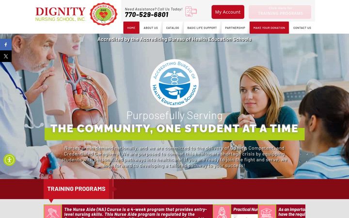Screenshot of dignitynursingschool.org