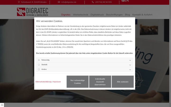 Screenshot of digratec.de