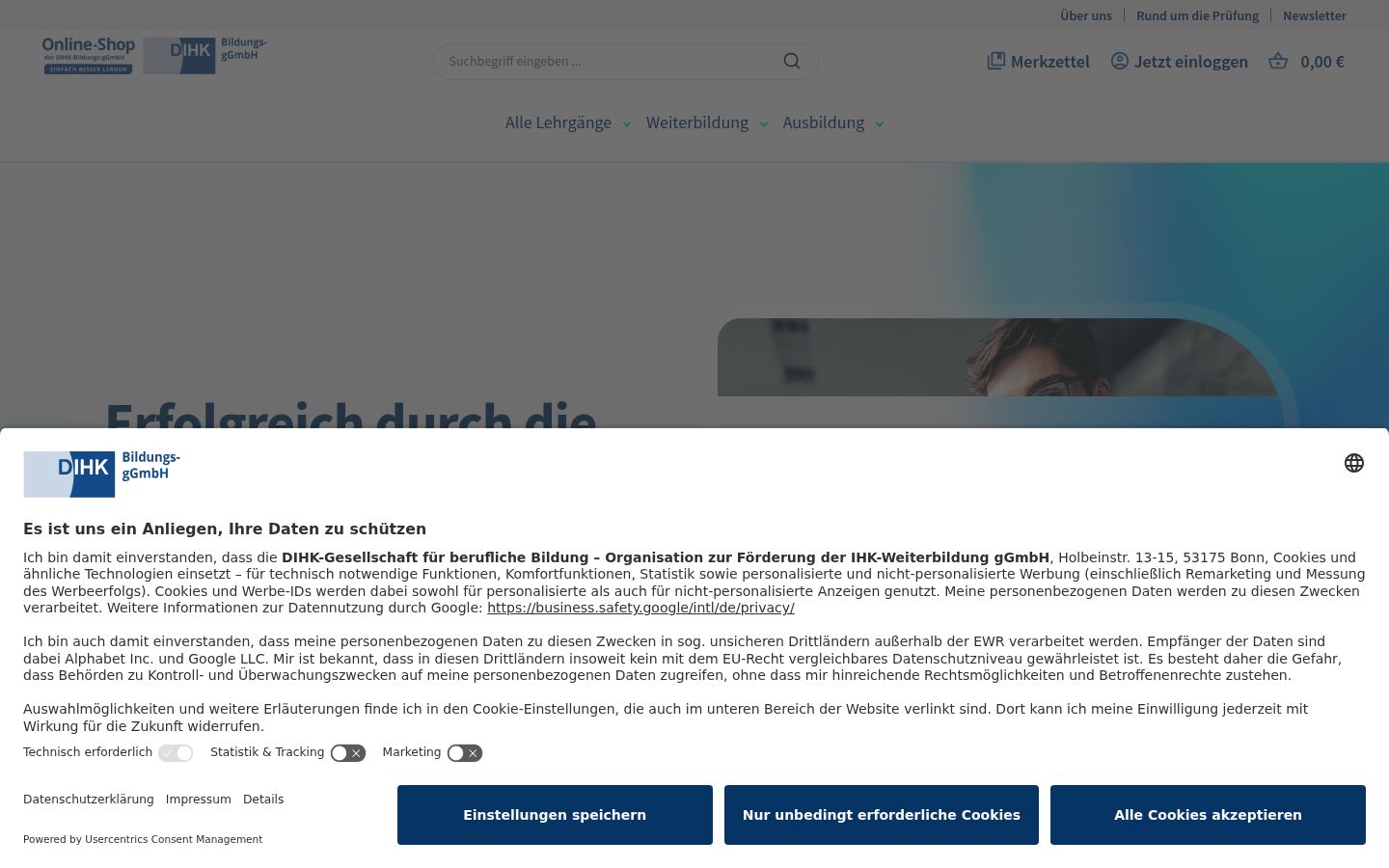 Screenshot of the consent banner shown before any interaction