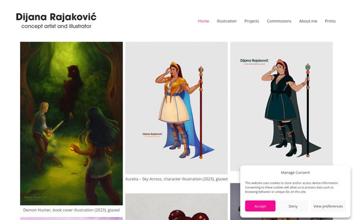 Screenshot of dijanadraws.com