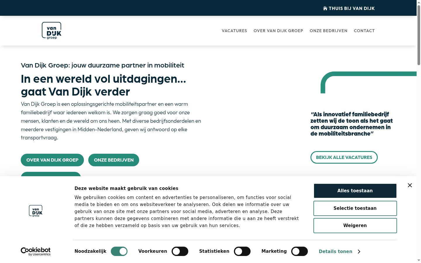 Screenshot of the consent banner shown before any interaction