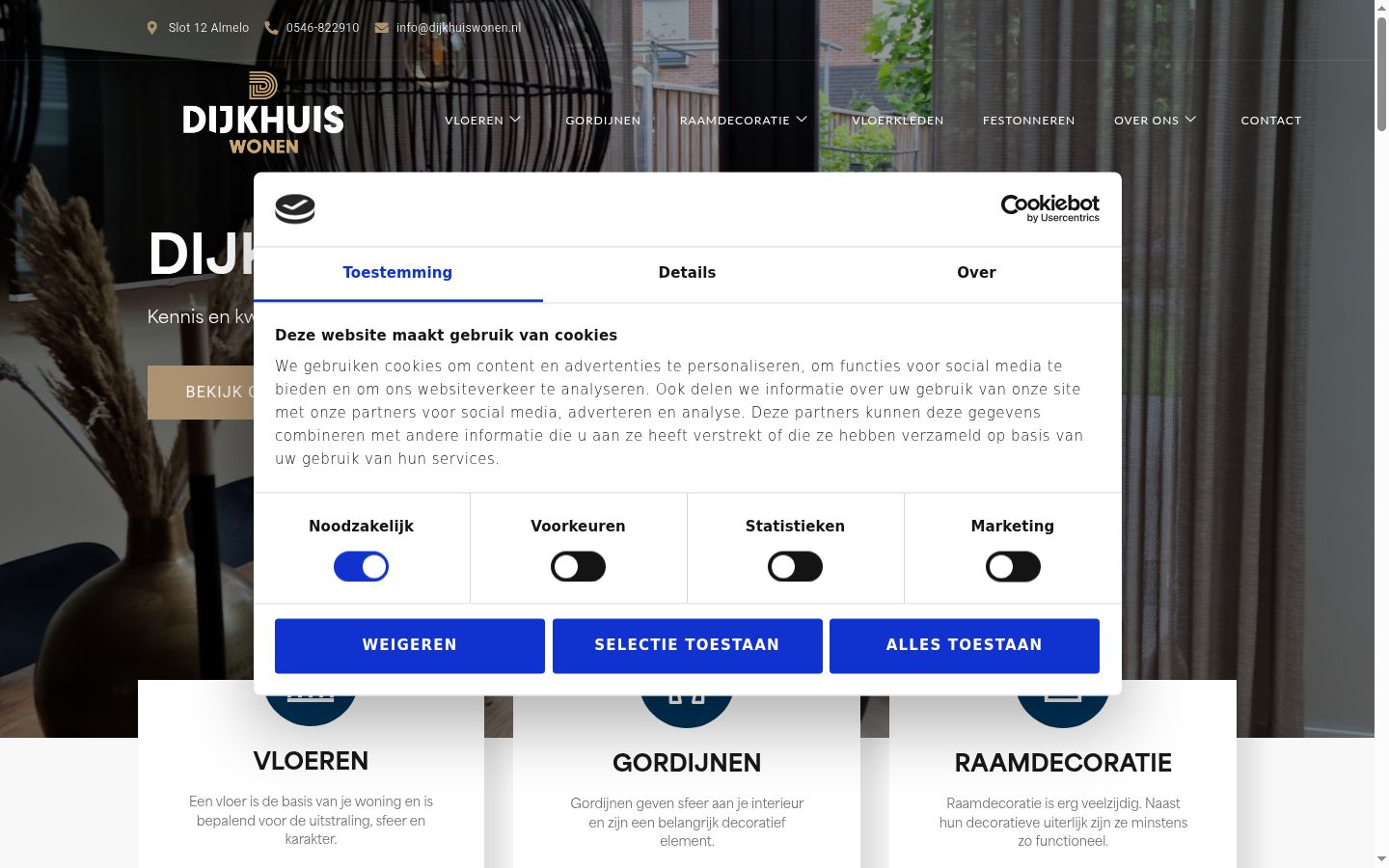 Screenshot of the consent banner shown before any interaction