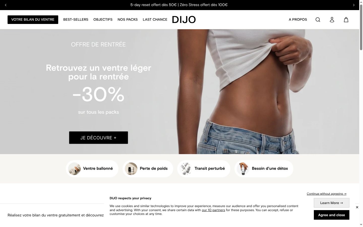 Screenshot of the consent banner shown before any interaction