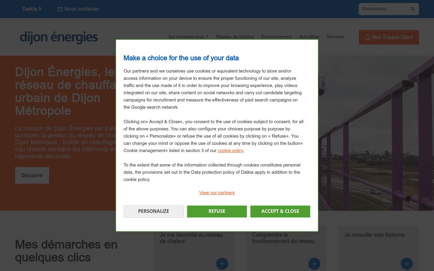Screenshot of the consent banner shown before any interaction