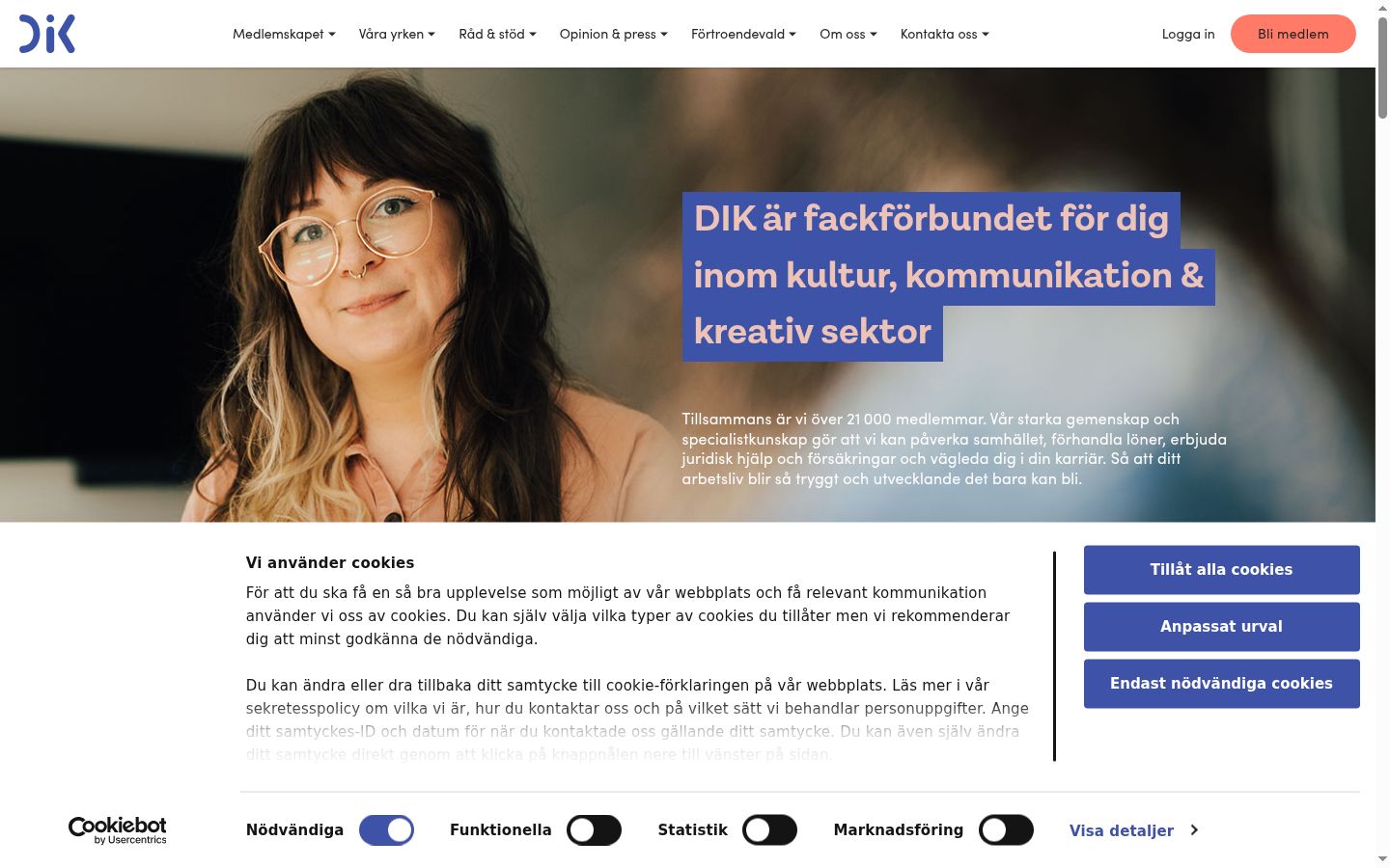 Screenshot del banner di consenso mostrato prima di qualsiasi interazione