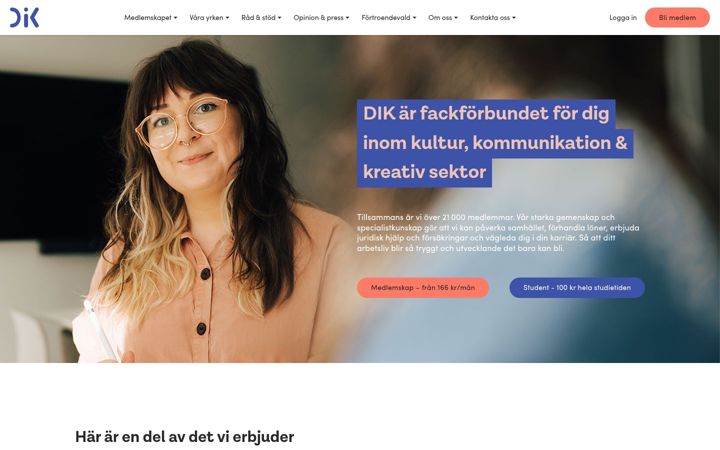 Skærmbillede af dik.se