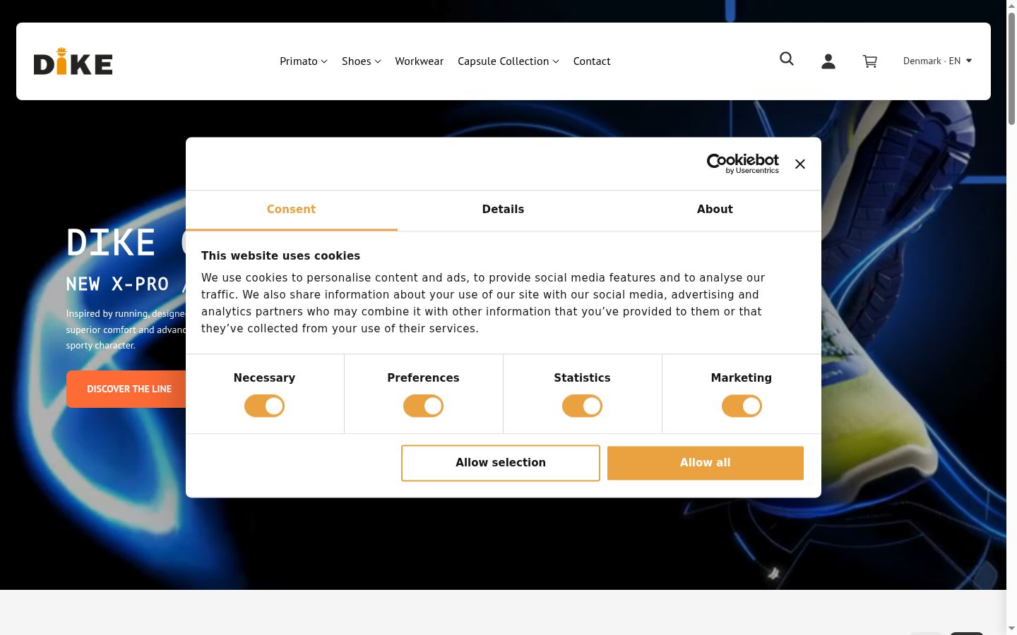Screenshot of the consent banner shown before any interaction