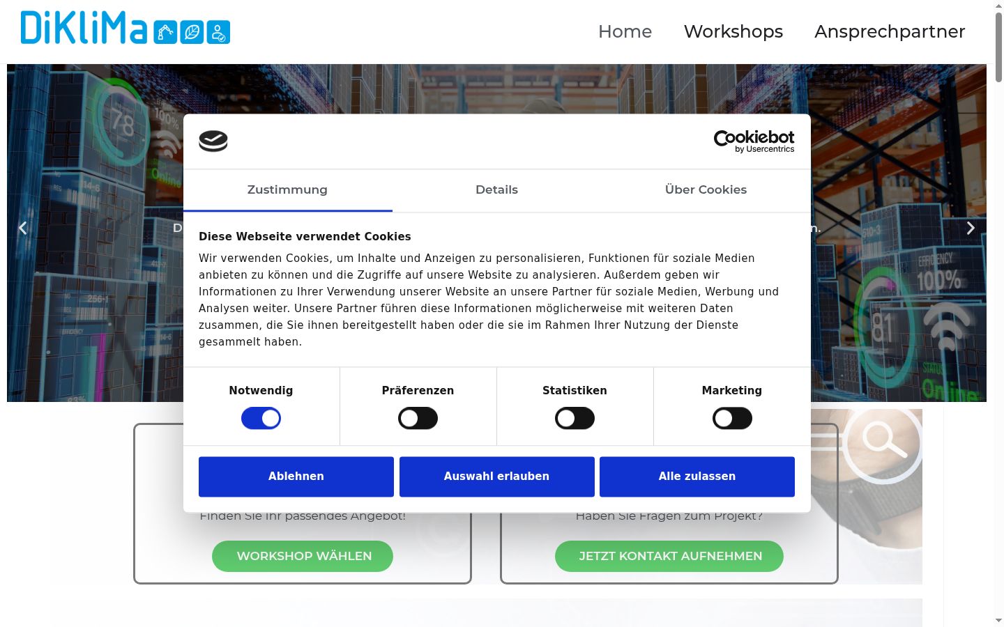 Screenshot of the consent banner shown before any interaction