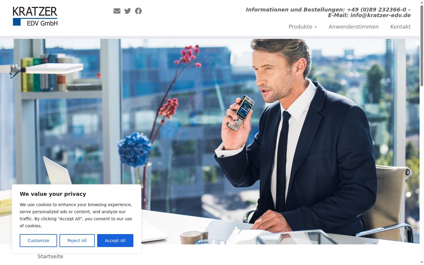 Captura de ecrã do banner de consentimento apresentado antes de qualquer interação
