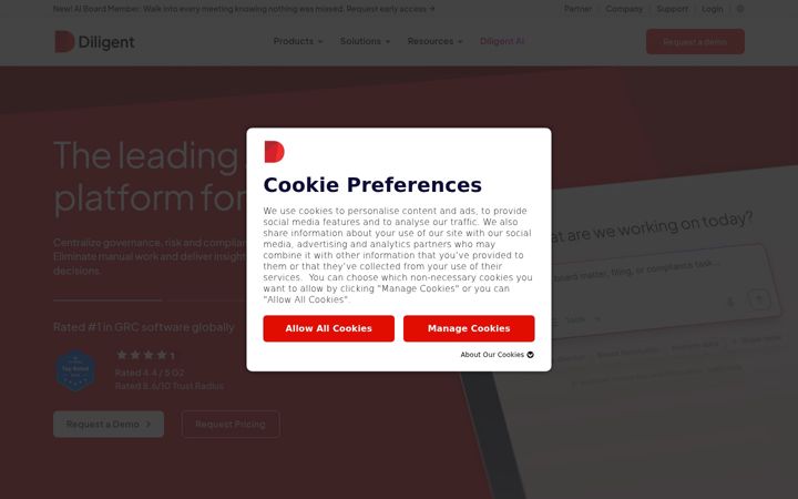 Screenshot of diligentboards.com
