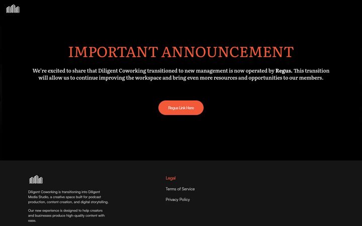 Screenshot of diligentcoworking.com