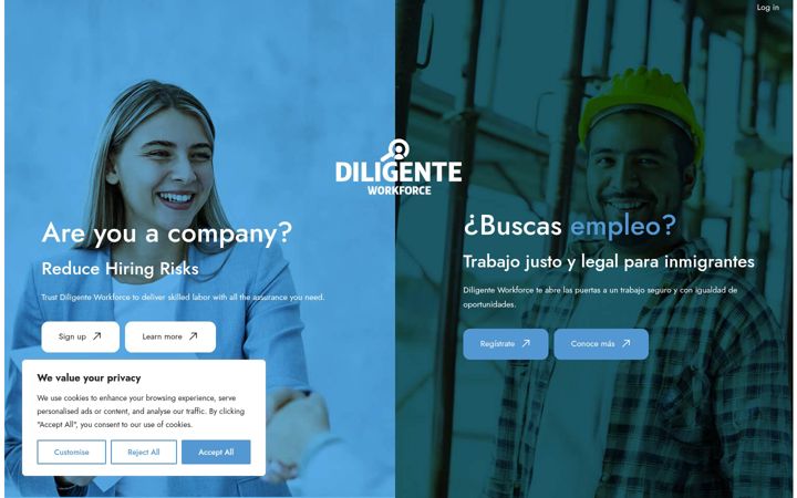 Screenshot of diligenteworkforce.com