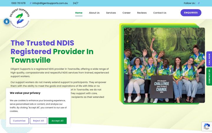 Captura de pantalla de diligentsupports.com.au