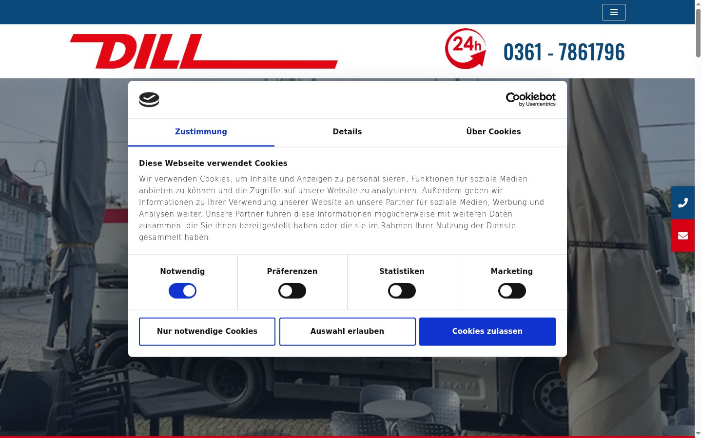 Screenshot del banner di consenso mostrato prima di qualsiasi interazione