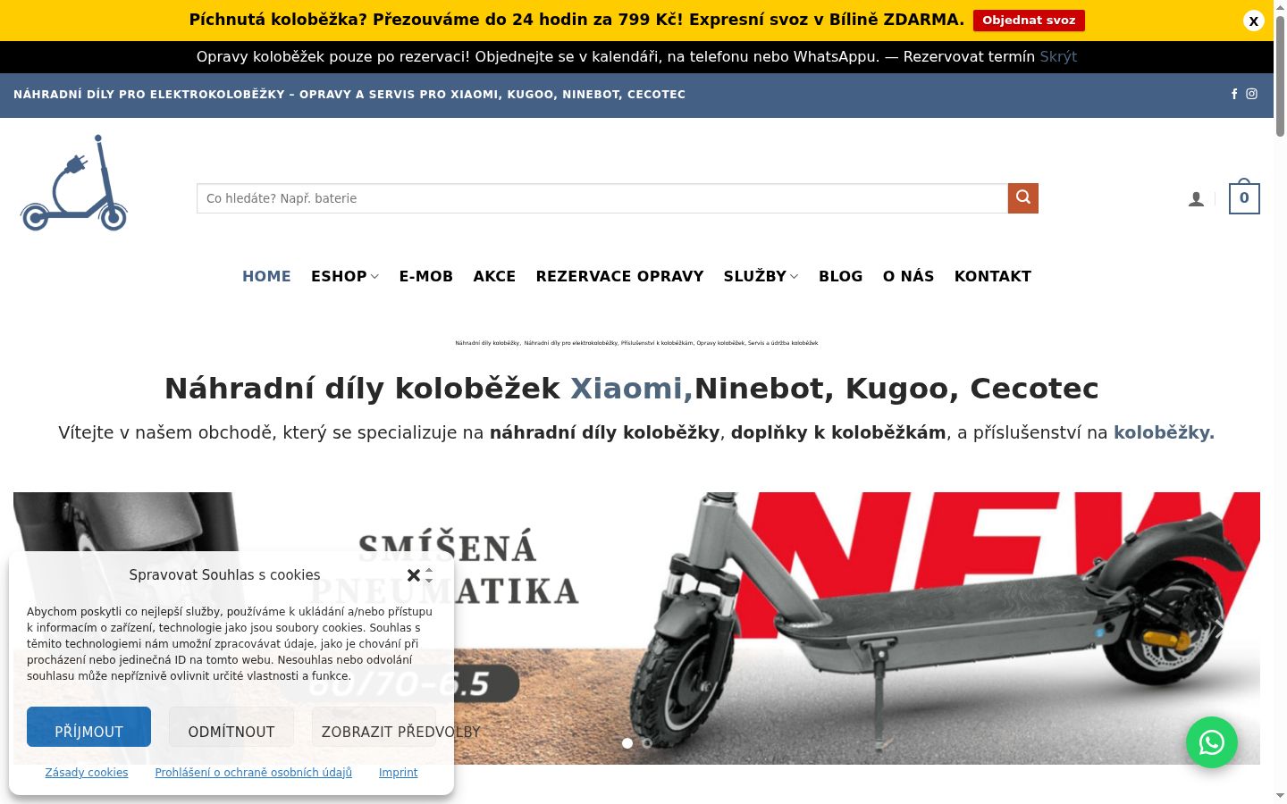Snímek obrazovky baneru souhlasu zobrazeného před jakoukoli interakcí