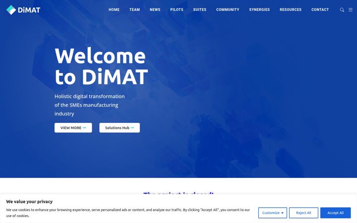 Ekrānuzņēmums no dimat-project.eu