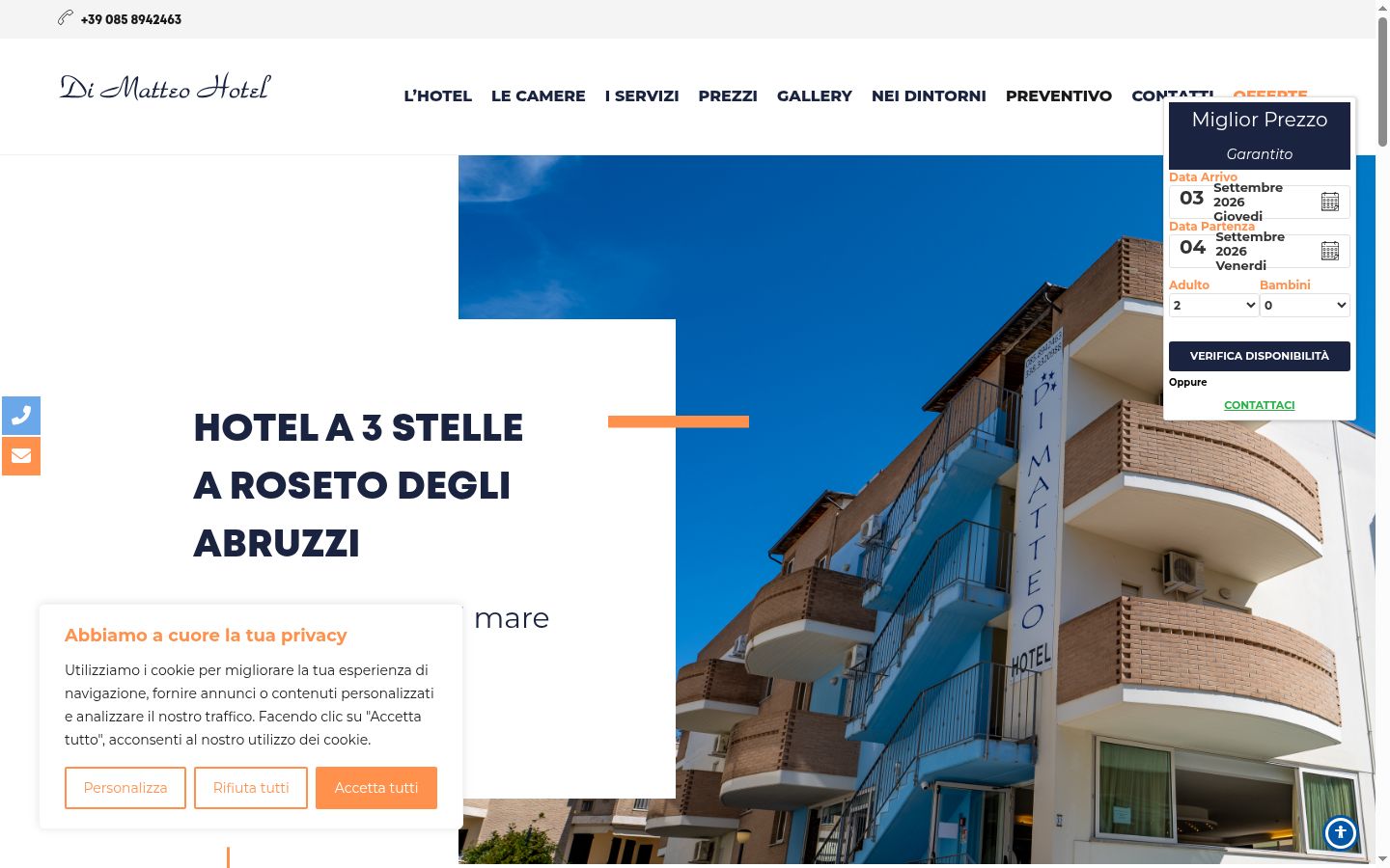 Screenshot del banner di consenso mostrato prima di qualsiasi interazione