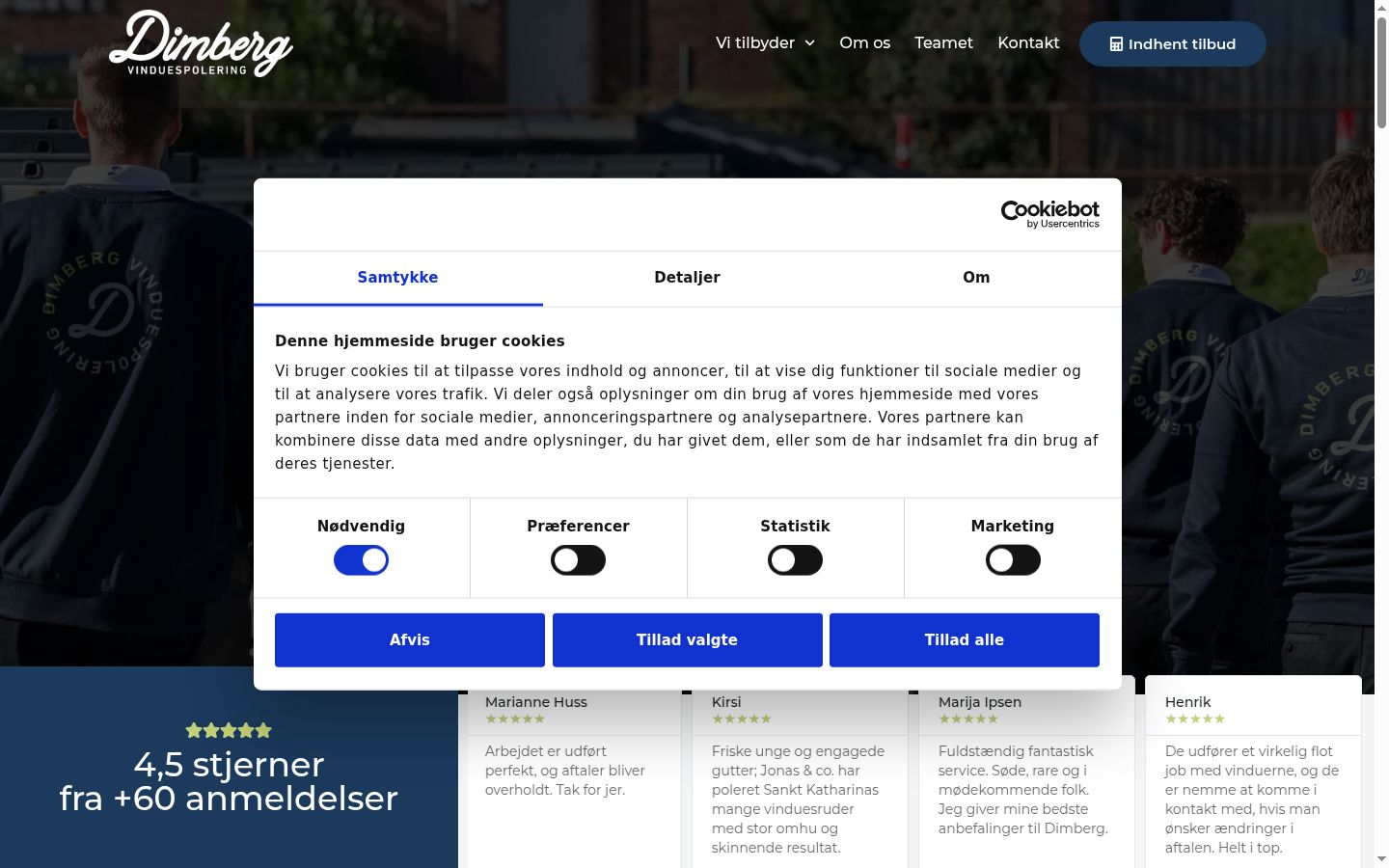 Skärmbild av samtyckesbannern som visades före någon interaktion