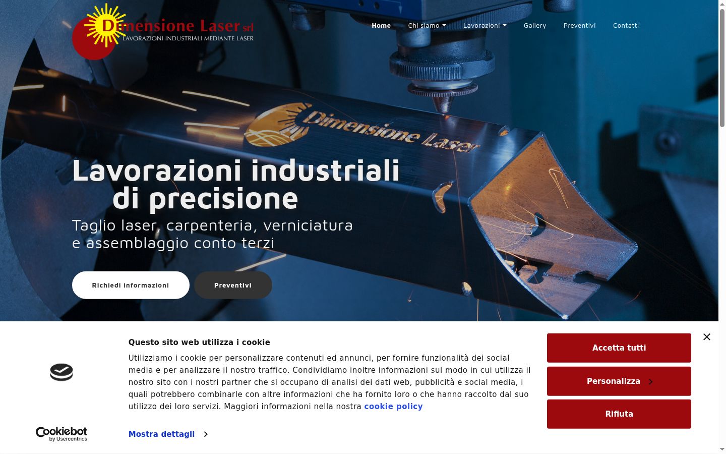 Screenshot del banner di consenso mostrato prima di qualsiasi interazione