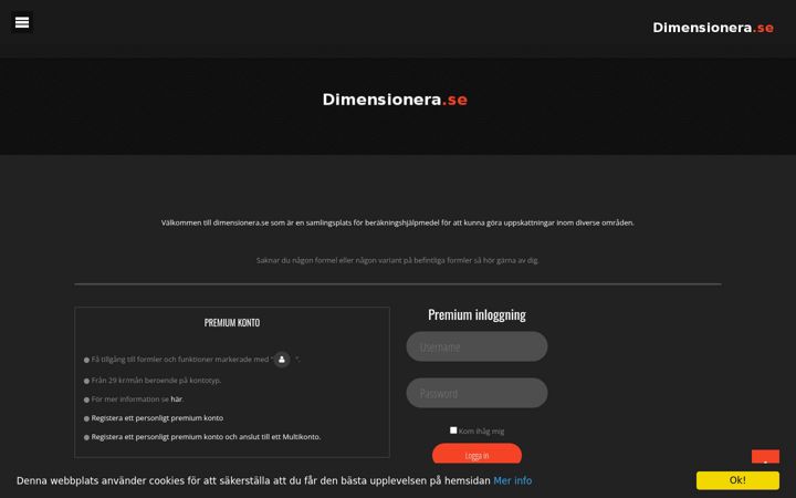 Skærmbillede af dimensionera.se
