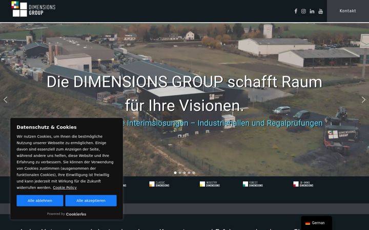 Екранна снимка на dimensions-group.de