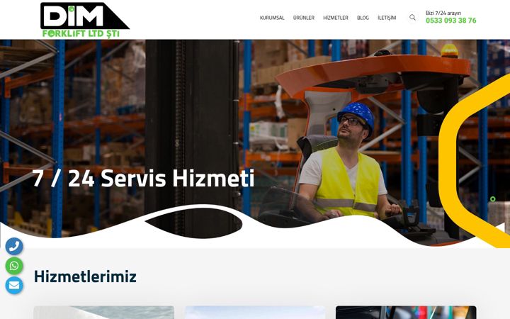 Screenshot of dimforklift.com