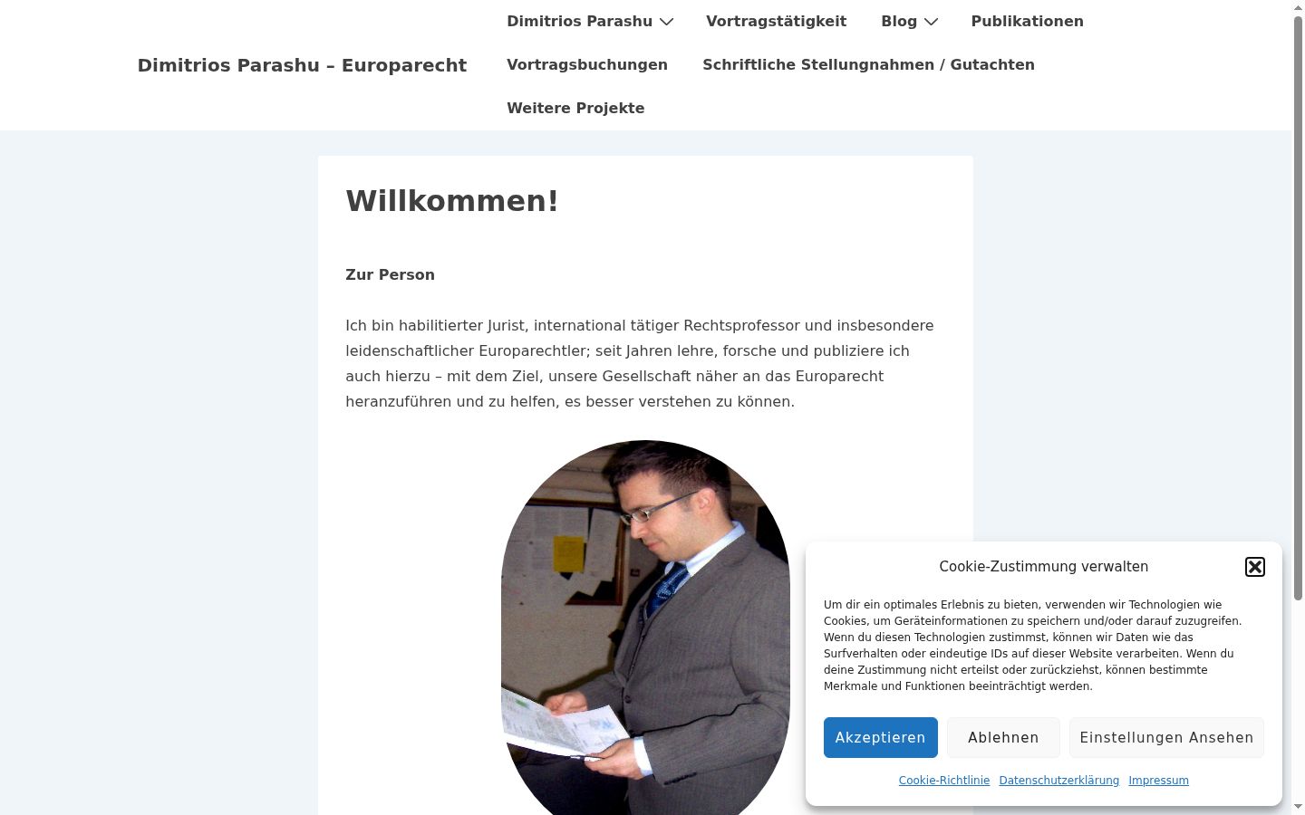 Screenshot des Einwilligungsbanners vor jeglicher Interaktion