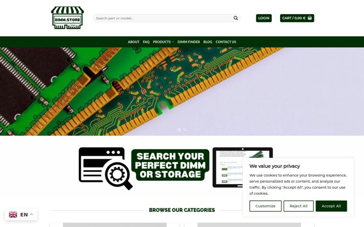 Screenshot of dimm.store