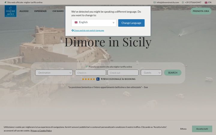 Screenshot of dimoreinsicily.com