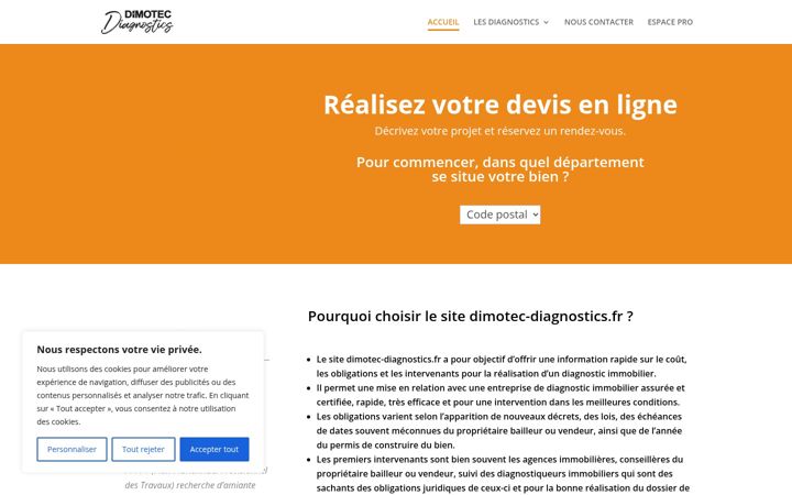 Ekrānuzņēmums no dimotec-diagnostics.fr
