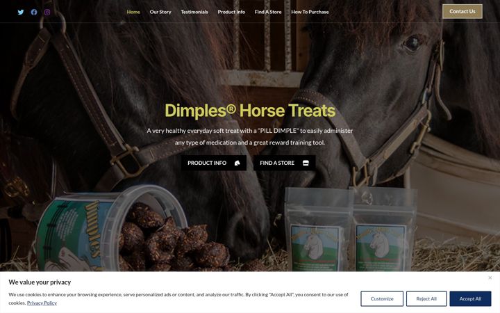 Screenshot of dimpleshorsetreats.com