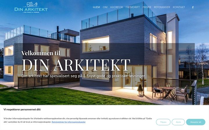 Captură de ecran a din-arkitekt.no