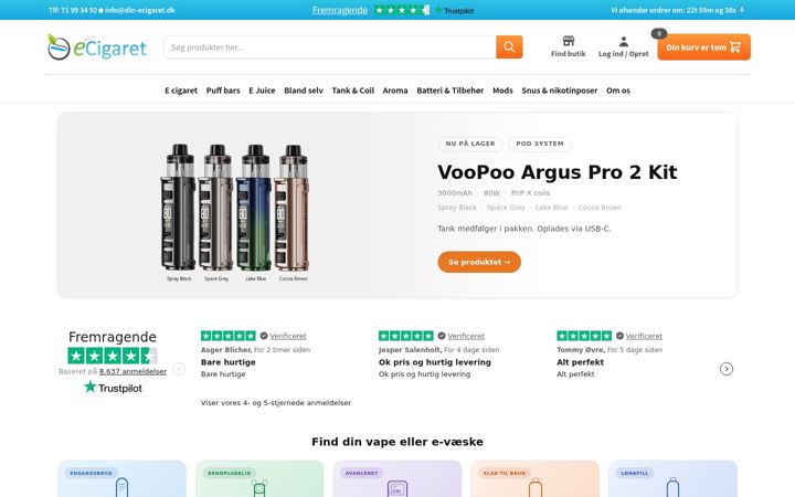 Screenshot of din-ecigaret.dk