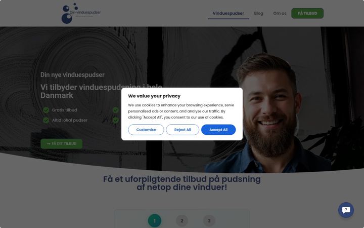 Screenshot of din-vinduespudser.dk