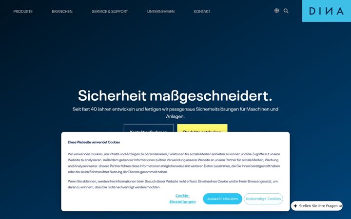 Screenshot of dina.de