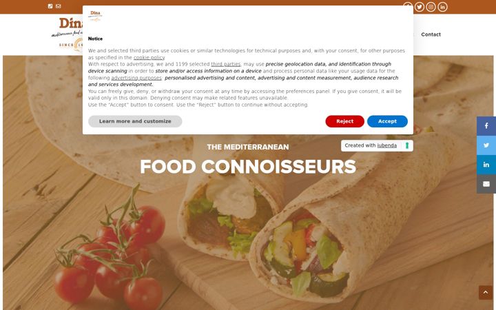 Screenshot of dinafoods.com