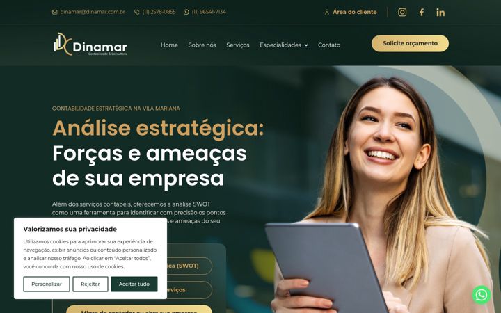 Captură de ecran a dinamar.com.br