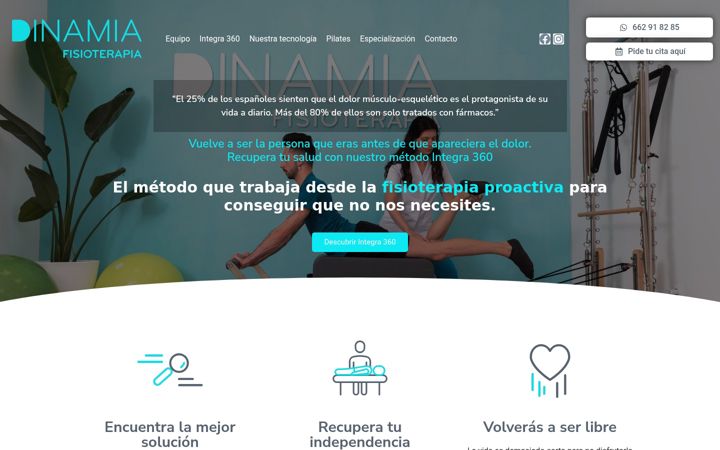 Screenshot of dinamiafisioterapia.com