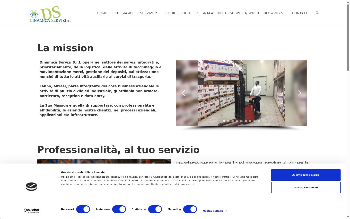 Screenshot del banner di consenso mostrato prima di qualsiasi interazione