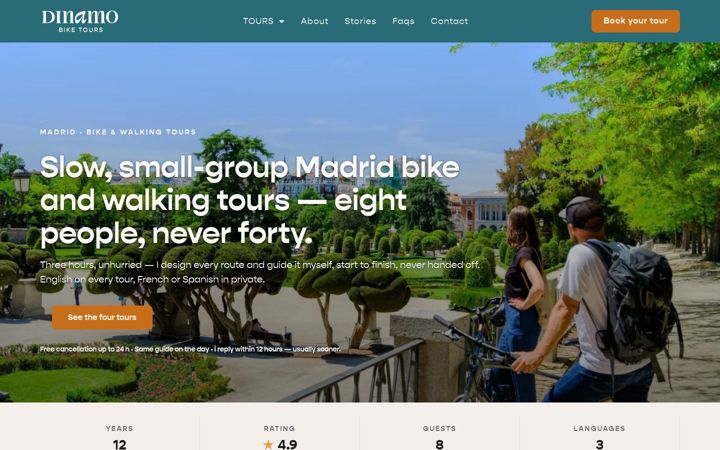 Screenshot of dinamobiketours.com