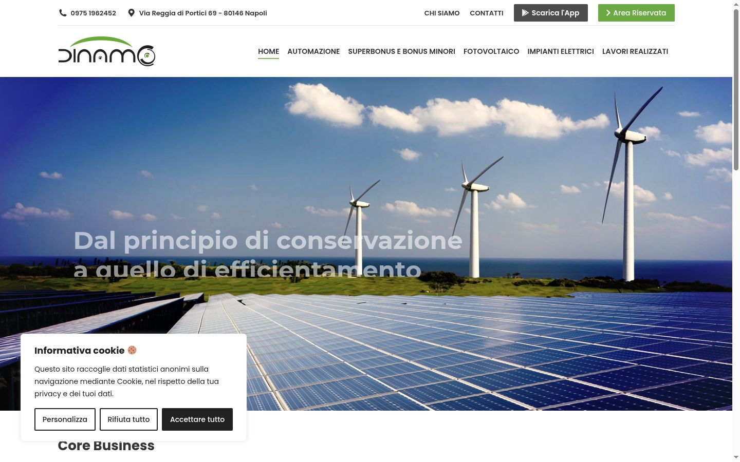 Screenshot del banner di consenso mostrato prima di qualsiasi interazione