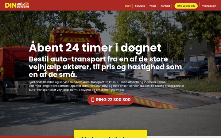 Screenshot stránky dinautotransport.dk