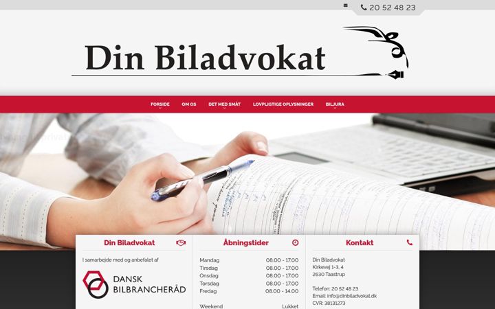 Screenshot stránky dinbiladvokat.dk